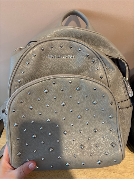 Michael Kors Handbags - Michael Kors Pebbled grey Leather Studded Backpack